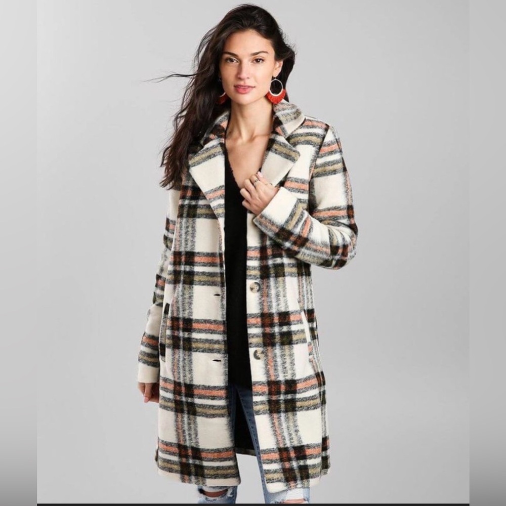 Carolina Belle Multicolor Plaid sherpa Coat size XS